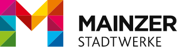 Logo der Mainzer Stadtwerke — M in verschiedenen Farben und Mainzer Stadtwerke ausgeschrieben